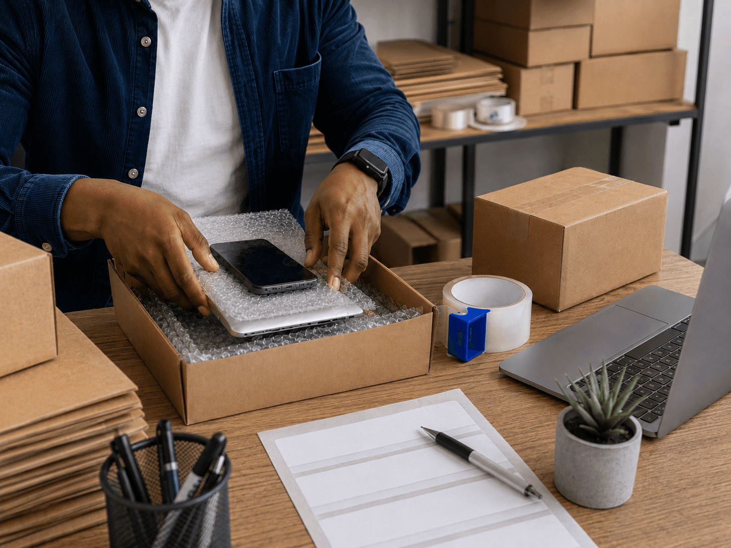 A product packaged securely for delivery